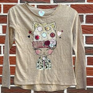 🐱✨ Sparkly Kitty Long Sleeve Shirt 365 Kids Garanimals Size 8 Year